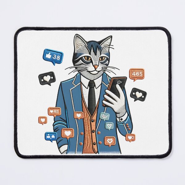 Item preview, Social Media Cat Patch Illustration designed and sold by #Adulting Central.