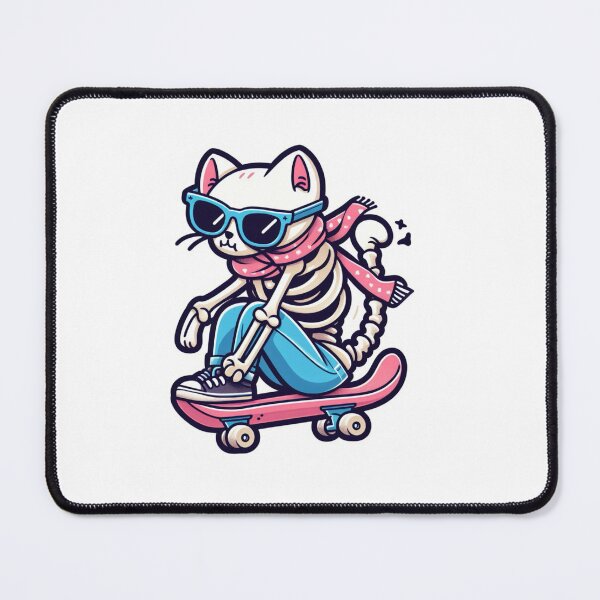 Item preview, Preppy skeleton cat skateboarding designed and sold by Jam3x.