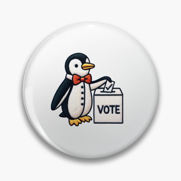 Item preview, Dapper Penguin Voter Illustration Patch designed and sold by #Adulting Central.
