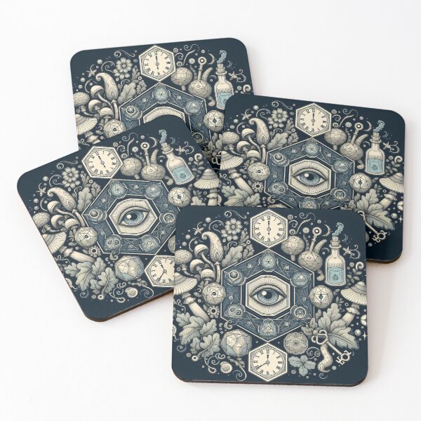 Item preview, Mystical Mushrooms clocks leaves all seeing eye magical Fungi designed and sold by CoffeeIsATrip.