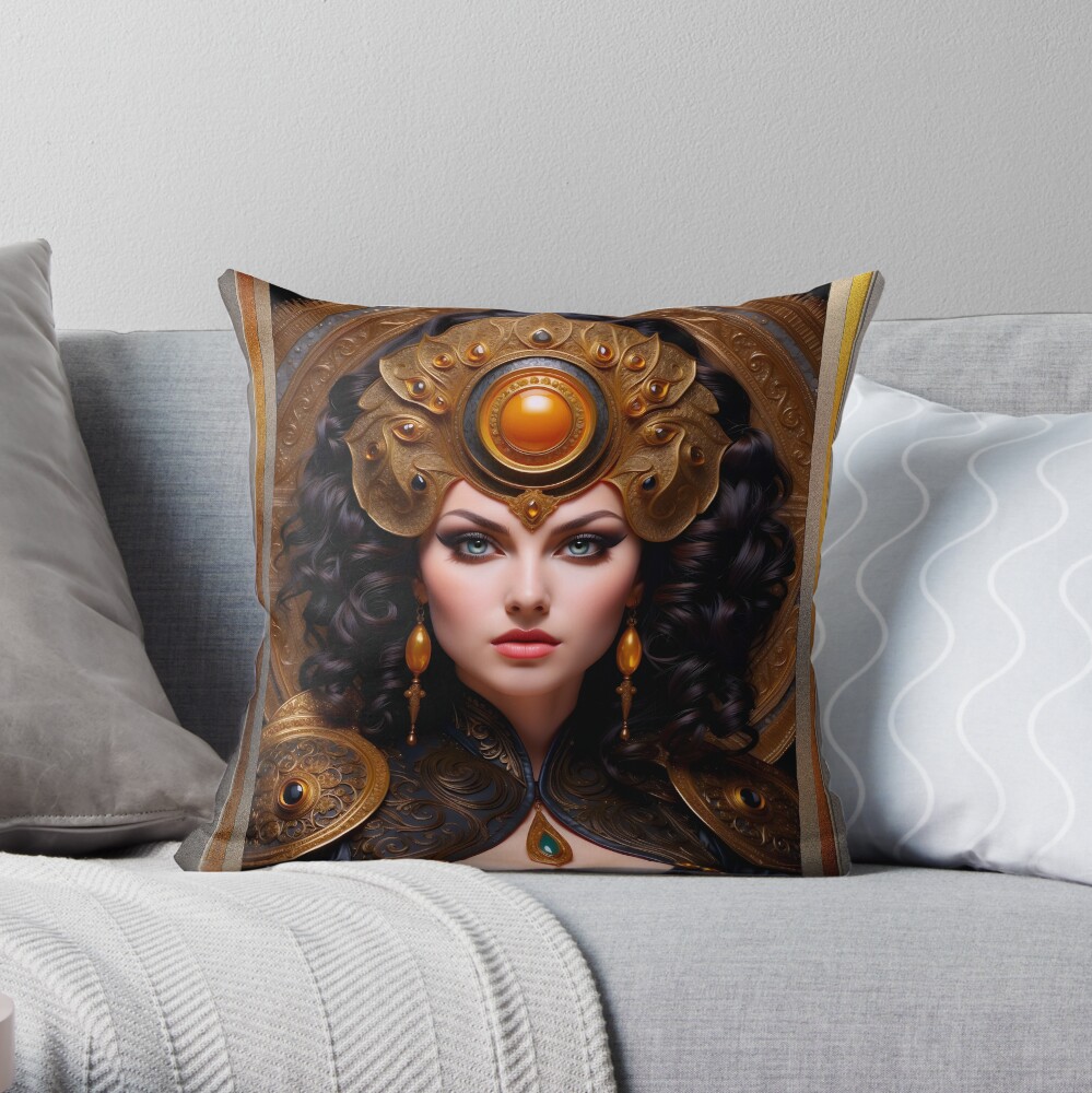 The Eyes Of Delenora AI Concept Art by Xzendor7 - Captivating Portrait Art Print 4 The Eyes Of Delenora Beautiful AI Concept Art Portrait by Xzendor7 Decorative Throw Pillow Art Print