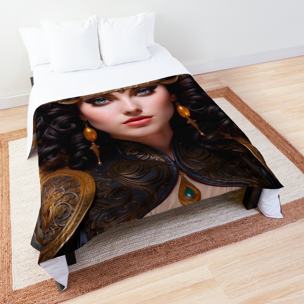 The Eyes Of Delenora AI Concept Art by Xzendor7 - Captivating Portrait Art Print 3 The Eyes Of Delenora Beautiful AI Concept Art Portrait by Xzendor7 Decorative Comforter Bedding Art Print