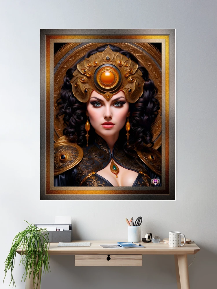 The Eyes Of Delenora AI Concept Art by Xzendor7 - Captivating Portrait Art Print 2 The Eyes Of Delenora Beautiful AI Concept Art Portrait by Xzendor7 Room Decor Poster Art Print