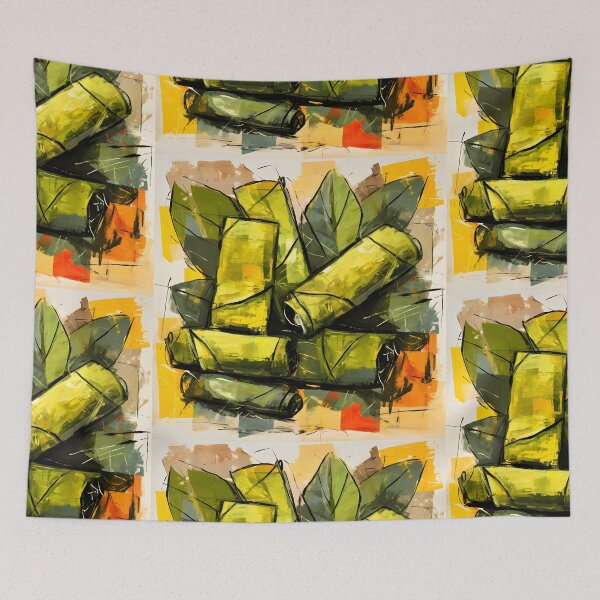 Item preview, Gourmet Heritage- Stuffed Vines Unveiled in Cubism and Pop Art with Grape Essence designed and sold by OlfactoART Studio.