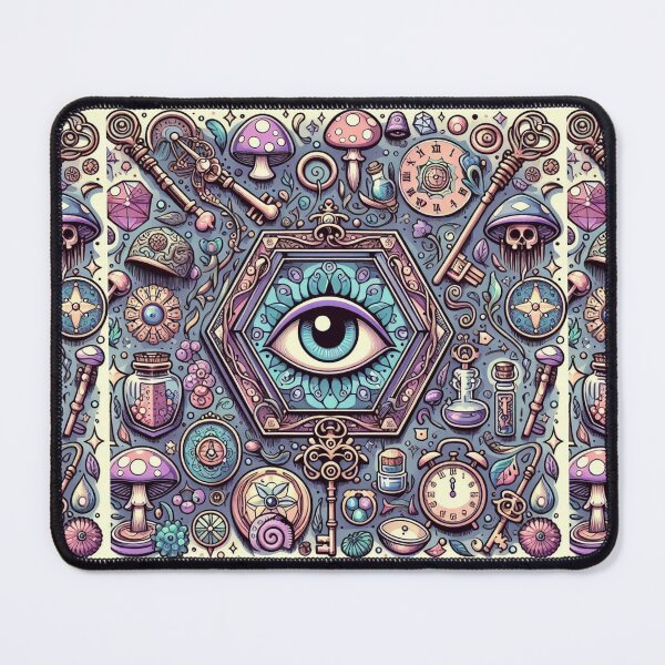 Item preview, Mystical Mushrooms clocks flowers all seeing eye magical Fungi designed and sold by CoffeeIsATrip.
