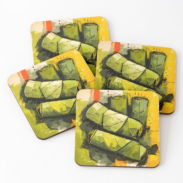 Item preview, Leafy Delight- Cubist Perspectives on Stuffed Grape Vines-Infused Taste designed and sold by OlfactoART Studio.