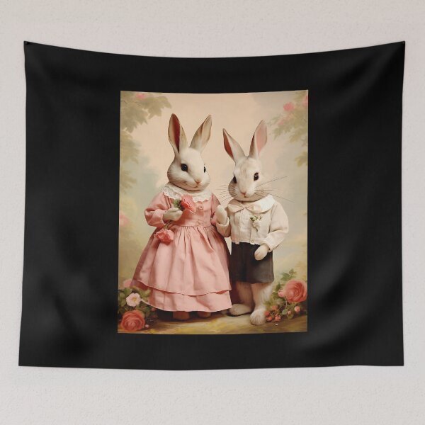 Item preview, Vintage Flair Sweethearts - Enchanting Retro Rabbit Couple Valentine's Day Classic Design designed and sold by Silver Medal.