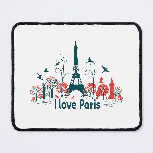 Item preview, I love Paris: eiffel tower silhouette with trees and birds designed and sold by MK3DESIGN.