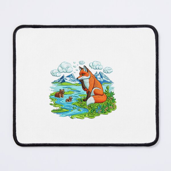 Item preview, Contemplative Fox & Cub Nature Embroidery Patch designed and sold by #Adulting Central.