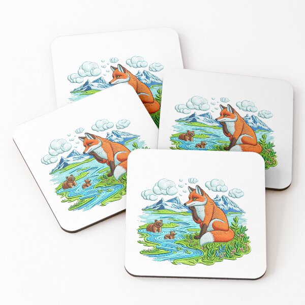 Item preview, Contemplative Fox & Cub Nature Embroidery Patch designed and sold by #Adulting Central.