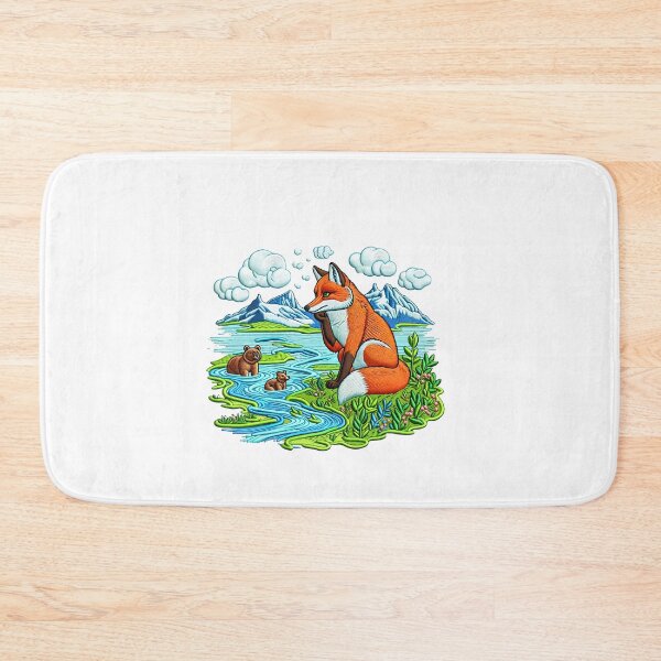Item preview, Contemplative Fox & Cub Nature Embroidery Patch designed and sold by #Adulting Central.
