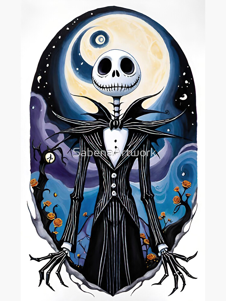 T-shirt Jack Skellington – Crâne Cartoon, Cauchemar Avant Noël, Taille 2XL