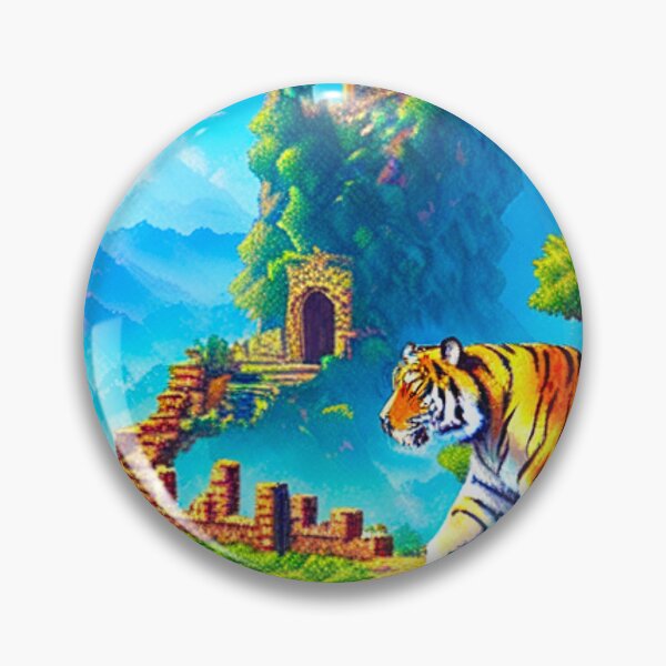 Artikelvorschau, Majestätischer Tiger in pixelierten Ruinen entworfen und verkauft von Nathan Z..