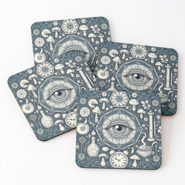 Item preview, Mystical Mushrooms skull all seeing eye magical Fungi designed and sold by CoffeeIsATrip.