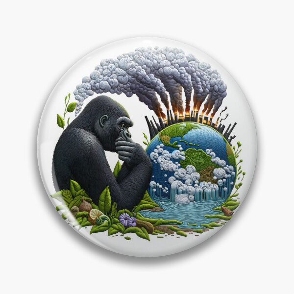 Item preview, Thoughtful Gorilla Environmental Crisis Patch designed and sold by #Adulting Central.