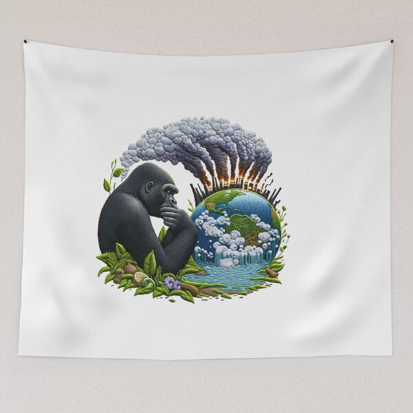Item preview, Thoughtful Gorilla Environmental Crisis Patch designed and sold by #Adulting Central.