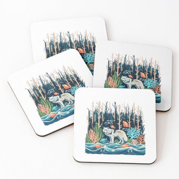 Item preview, Arctic Wolf & Coral Reef Ecosystem Embroidery Patch designed and sold by #Adulting Central.