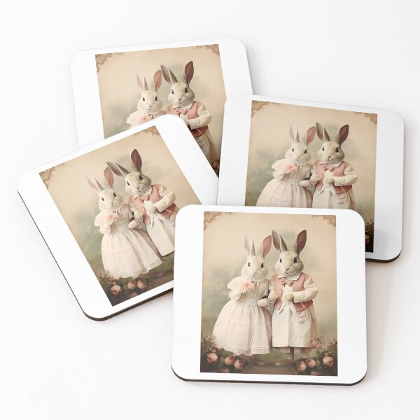 Item preview, Nostalgic Romance Revival - Antique Rabbit Duo in Vintage Valentine's Day Splendor designed and sold by Silver Medal.