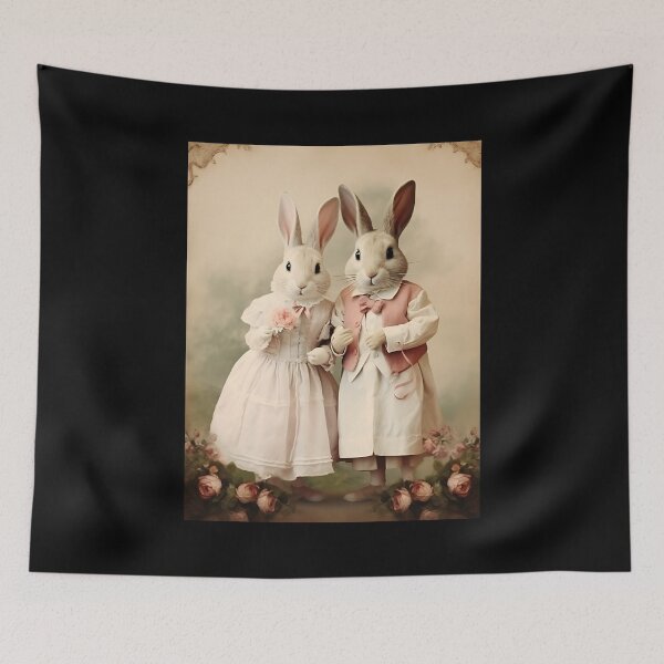 Item preview, Nostalgic Romance Revival - Antique Rabbit Duo in Vintage Valentine's Day Splendor designed and sold by Silver Medal.