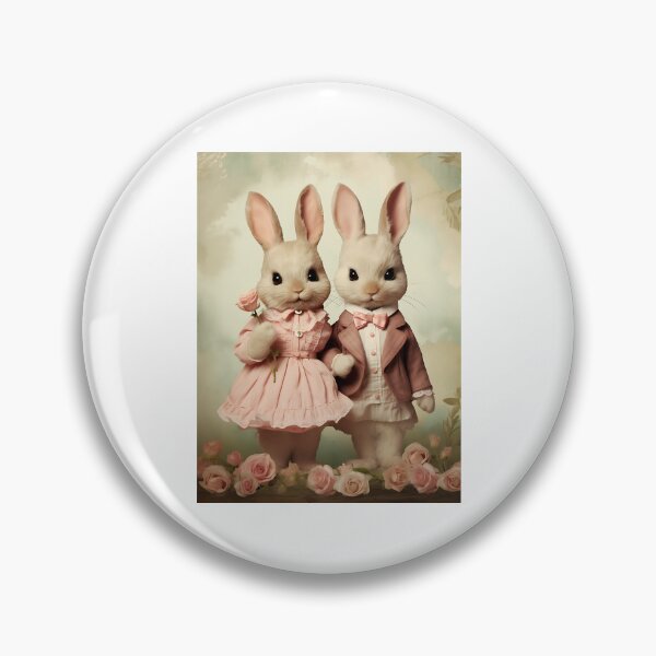 Item preview, Everlasting Embrace - Whimsical Vintage Rabbit Couple in a Classic Valentine's Illustration designed and sold by Silver Medal.