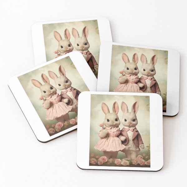 Item preview, Everlasting Embrace - Whimsical Vintage Rabbit Couple in a Classic Valentine's Illustration designed and sold by Silver Medal.