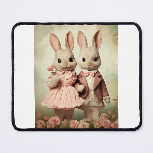 Item preview, Everlasting Embrace - Whimsical Vintage Rabbit Couple in a Classic Valentine's Illustration designed and sold by Silver Medal.
