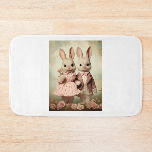 Item preview, Everlasting Embrace - Whimsical Vintage Rabbit Couple in a Classic Valentine's Illustration designed and sold by Silver Medal.