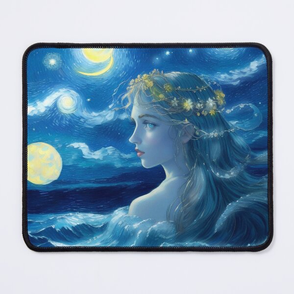 Item preview, Blue Starry Night Greek Sea Goddess Art #40 designed and sold by Scarlet Swan.