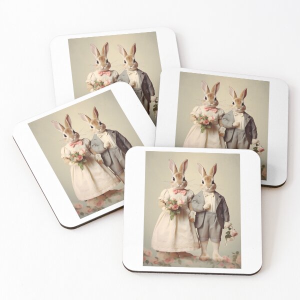 Item preview, Retro Rabbit Rendezvous - Heartfelt Vintage Valentine's Day Scene with Enamored Bunny Couple designed and sold by Silver Medal.