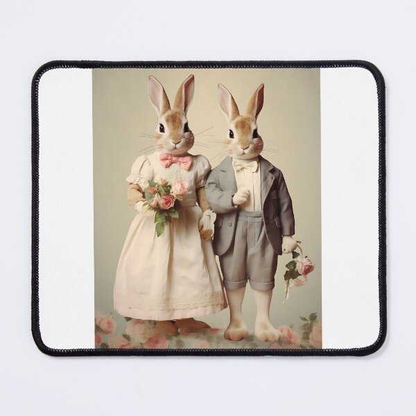 Item preview, Retro Rabbit Rendezvous - Heartfelt Vintage Valentine's Day Scene with Enamored Bunny Couple designed and sold by Silver Medal.