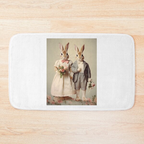 Item preview, Retro Rabbit Rendezvous - Heartfelt Vintage Valentine's Day Scene with Enamored Bunny Couple designed and sold by Silver Medal.