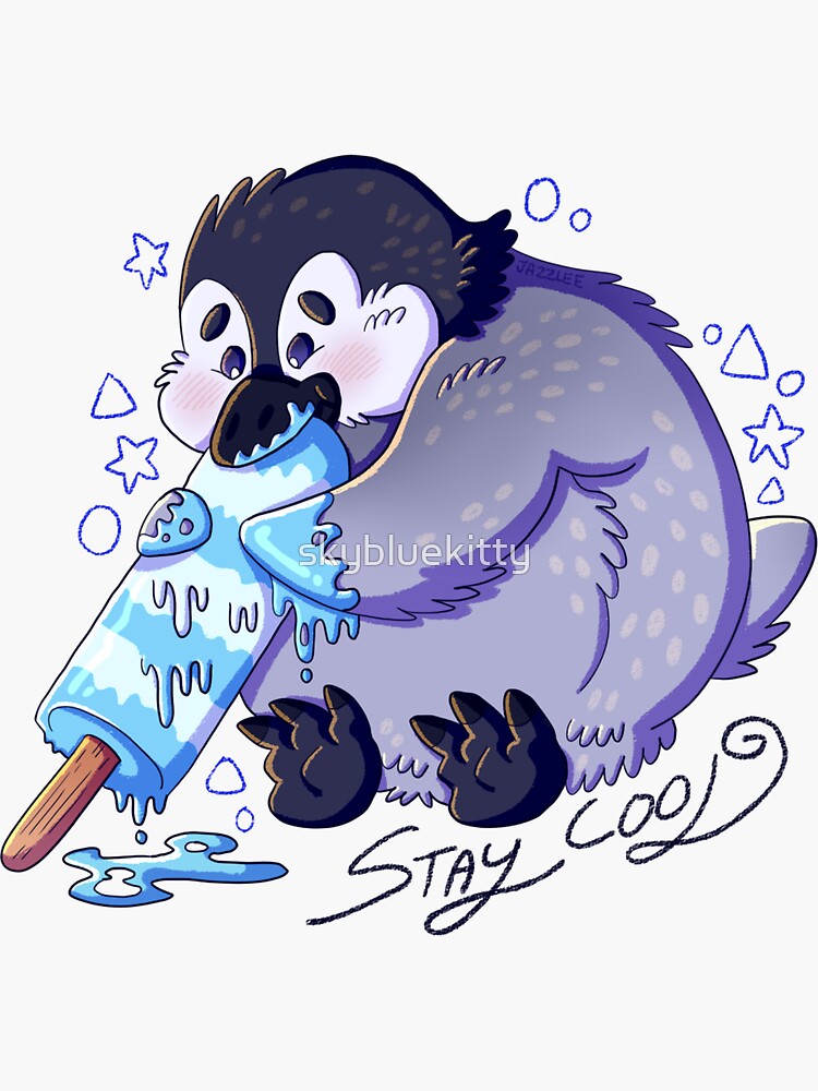 Penguin Staying Cool with a Popsicle Sticker
