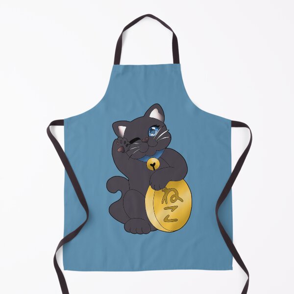 Item preview, Black Maneki Neko Blue Eyes Blue Collar designed and sold by Xyluxus.