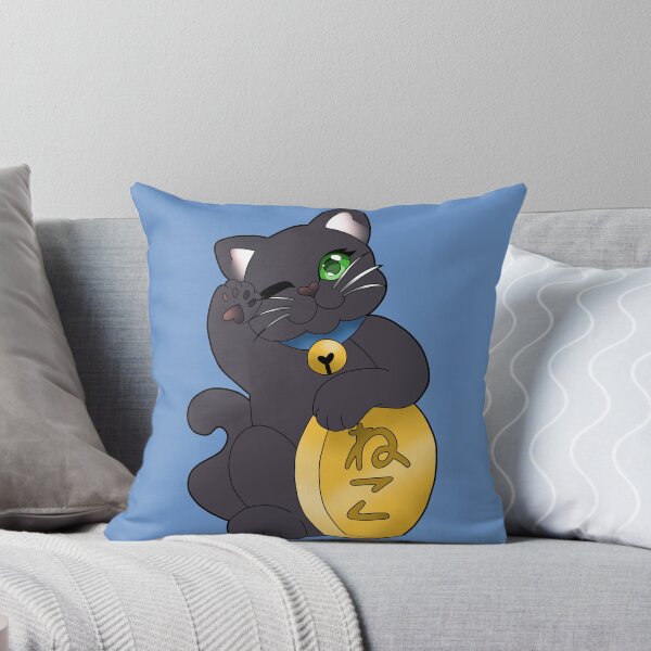 Item preview, Black Maneki Neko Green Eyes Blue Collar designed and sold by Xyluxus.