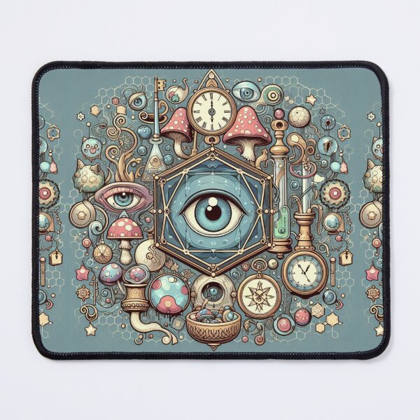 Item preview, Mystical Mushrooms clock pocket watch all seeing eye magical Fungi designed and sold by CoffeeIsATrip.