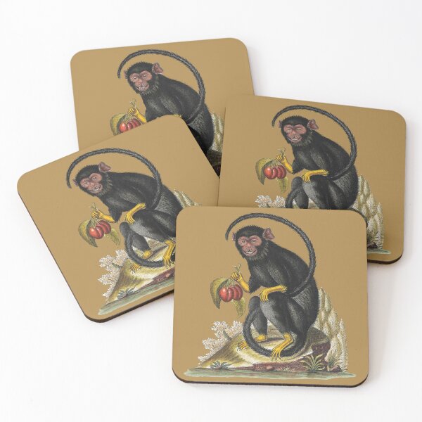 Item preview, Longtailed black ape holding two plums. designed and sold by Luggnagg.