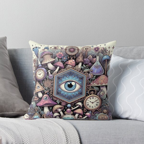 Item preview, Eclectic, Mystical Mushrooms pocket watch all seeing eye magical Fungi designed and sold by CoffeeIsATrip.