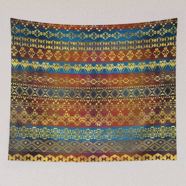 Item preview, Ethnic Boho Golden Pattern on painted texture designed and sold by k9printart.