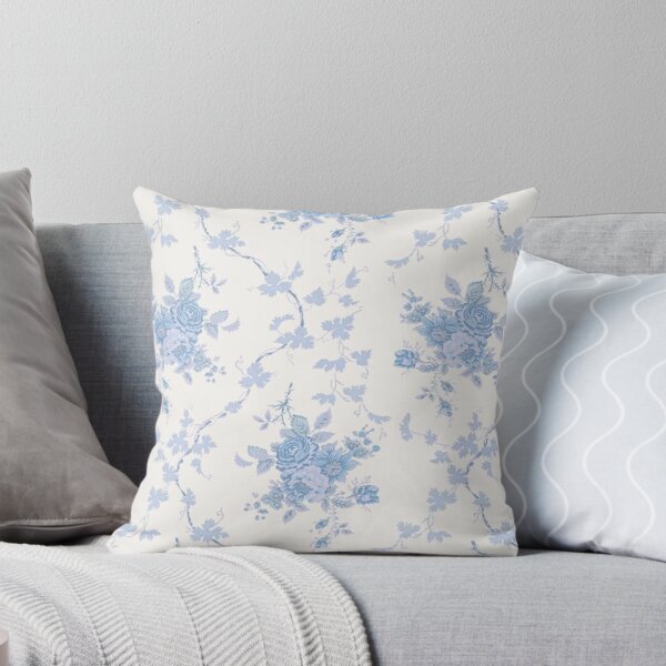 blue toile pattern Throw Pillow