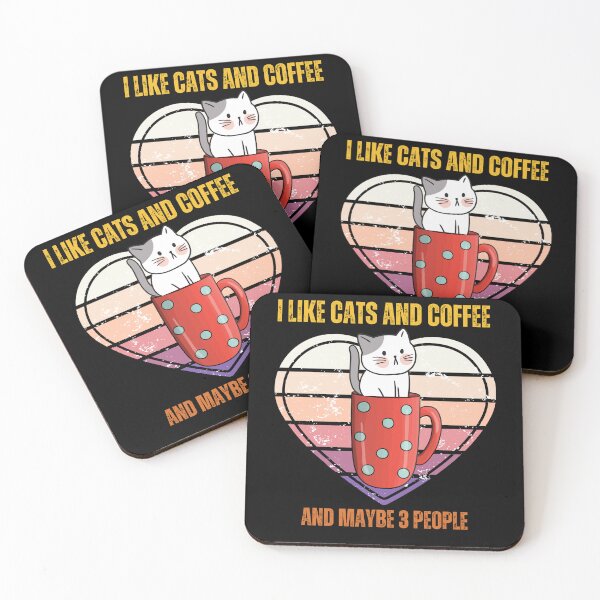 Item preview, I Like Cats And Coffee And Maybe 3 People Funny Retro Vintage  designed and sold by JustMeStore.