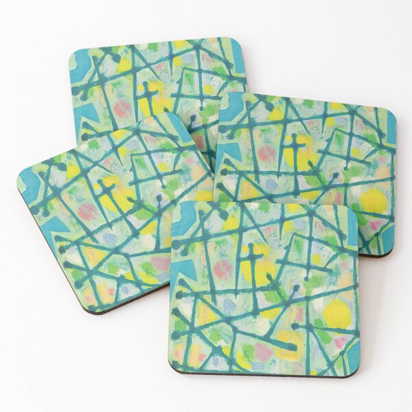 Item preview, blue-green-lines-on-aqua-background - alfred manessier designed and sold by GRAHAM POTER.