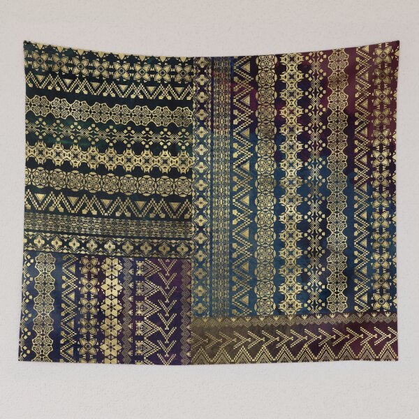 Item preview, Ethnic Boho Golden Pattern on watercolor designed and sold by k9printart.