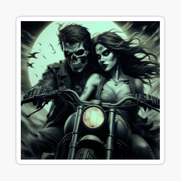 Skeleton motorcycle authentic couple decor