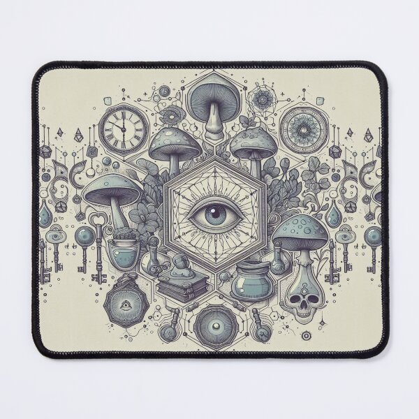 Item preview, Witchcraft Mystical Mushrooms Skull all seeing eye magical Fungi designed and sold by CoffeeIsATrip.