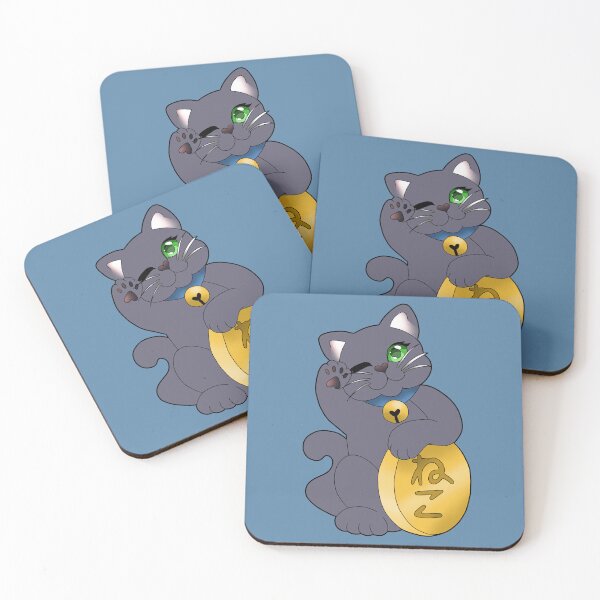 Item preview, Blue Maneki Neko Green Eyes Blue Collar designed and sold by Xyluxus.