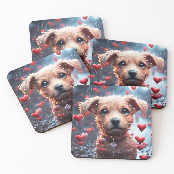 Item preview, Playful puppy in the rain with hearts designed and sold by Marcu Ioachim.