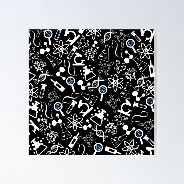 Item preview, biochemistry science lab molecular black pattern designed and sold by Patternfy.