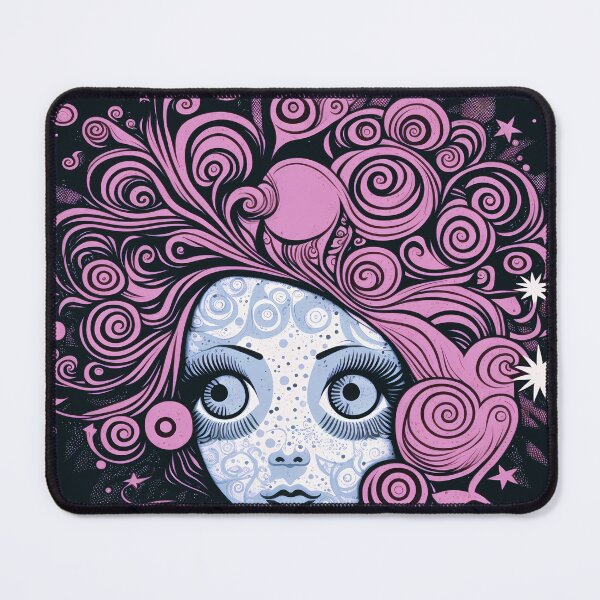 Item preview, Whimsical illustration of a long-haired woman designed and sold by randrdesign.