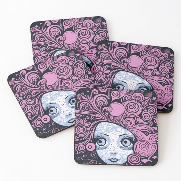 Item preview, Whimsical illustration of a long-haired woman designed and sold by randrdesign.