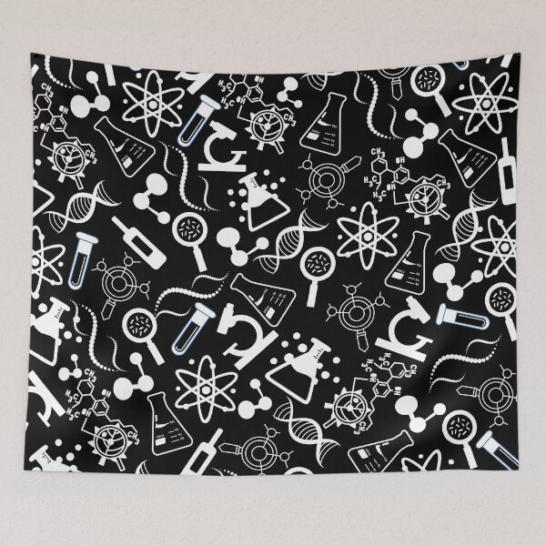 Item preview, biochemistry science lab molecular pure black pattern designed and sold by DesignYourWaystore.